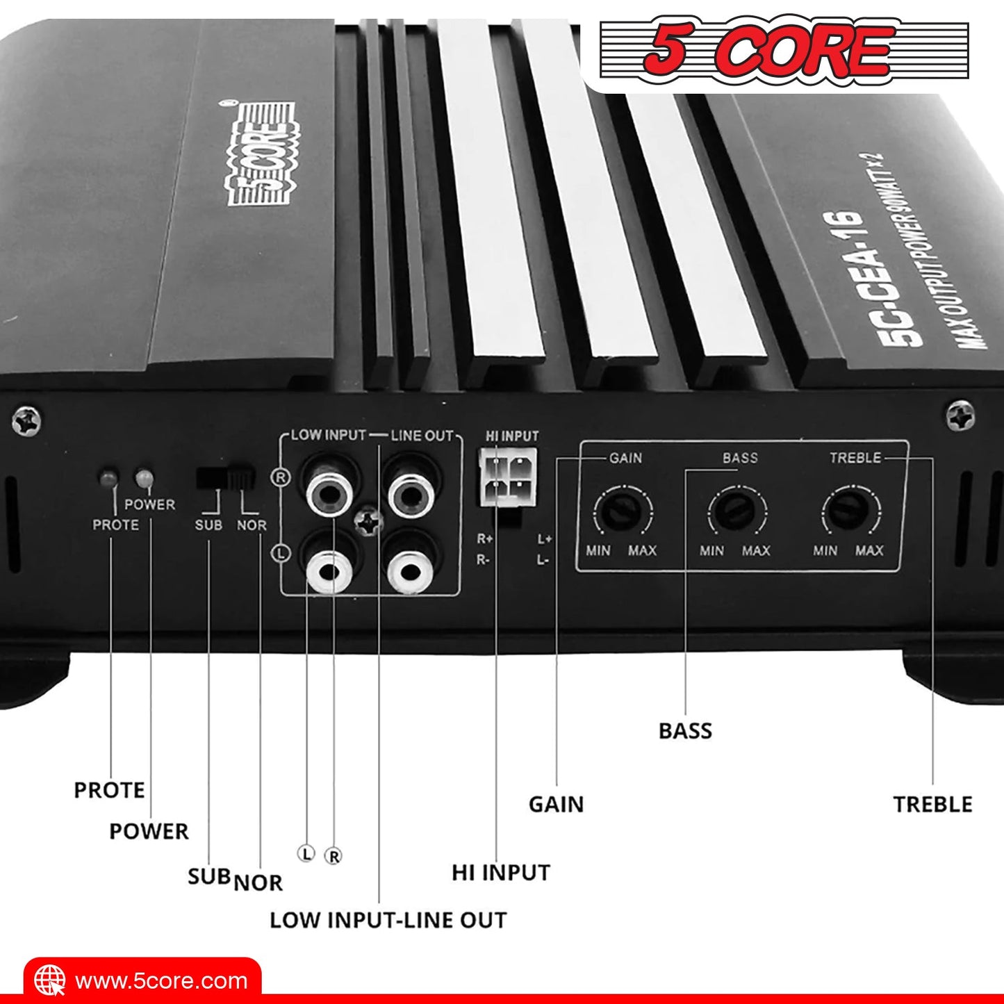 5Core Stereo Car Truck Amplifier 2 Channel Mic Input Amplificador Para
